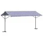 Toldo de pie tela y acero azul y blanco 500x300 cm de , Sombrillas - Ref: Foro24-368933, Precio: 261,07 €, Descuento: %