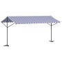 Toldo de pie tela y acero azul y blanco 500x300 cm de , Sombrillas - Ref: Foro24-368933, Precio: 278,07 €, Descuento: %
