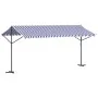 Toldo de pie tela y acero azul y blanco 500x300 cm de , Sombrillas - Ref: Foro24-368933, Precio: 261,07 €, Descuento: %