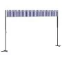 Toldo de pie tela y acero azul y blanco 500x300 cm de , Sombrillas - Ref: Foro24-368933, Precio: 261,07 €, Descuento: %