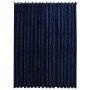 Cortina opaca con ganchos terciopelo azul oscuro 290x245 cm