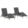 Tumbonas con mesita 2 unidades ratán sintético gris von , Liegen - Ref: Foro24-4002712, Preis: 274,11 €, Rabatt: %