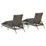 Tumbonas con mesita 2 unidades ratán sintético gris von , Liegen - Ref: Foro24-4002712, Preis: 274,11 €, Rabatt: %
