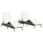 Tumbonas con mesita 2 unidades ratán sintético negro von , Liegen - Ref: Foro24-4002710, Preis: 267,88 €, Rabatt: %