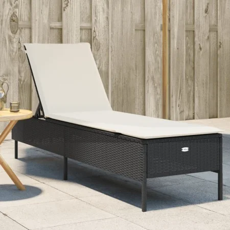 Tumbona con cojín ratán sintético negro de , Tumbonas - Ref: Foro24-4002719, Precio: 149,69 €, Descuento: %