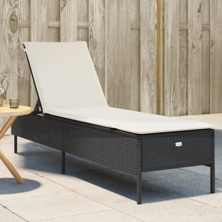 Tumbona con cojín ratán sintético negro by , Loungers - Ref: Foro24-4002719, Price: 152,50 €, Discount: %