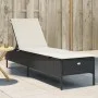 Tumbona con cojín ratán sintético negro de , Tumbonas - Ref: Foro24-4002719, Precio: 149,69 €, Descuento: %