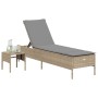 Tumbona con cojín y mesita ratán sintético beige by , Loungers - Ref: Foro24-4002731, Price: 172,17 €, Discount: %