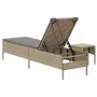 Tumbona con cojín y mesita ratán sintético beige de , Tumbonas - Ref: Foro24-4002731, Precio: 168,19 €, Descuento: %