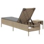 Tumbona con cojín y mesita ratán sintético beige by , Loungers - Ref: Foro24-4002731, Price: 172,17 €, Discount: %