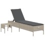 Tumbona con cojín y mesita ratán sintético gris claro von , Liegen - Ref: Foro24-4002733, Preis: 177,10 €, Rabatt: %
