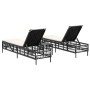 Tumbonas con mesita 2 unidades ratán sintético negro by , Loungers - Ref: Foro24-4002746, Price: 272,08 €, Discount: %