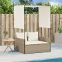Doppel-Liegestuhl mit Dach und Vorhängen aus synthetischem Rattan in Beige. von , Liegen - Ref: Foro24-4002759, Preis: 229,68...