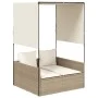 Doppel-Liegestuhl mit Dach und Vorhängen aus synthetischem Rattan in Beige. von , Liegen - Ref: Foro24-4002759, Preis: 229,68...
