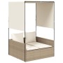 Tumbona doble con techo y cortinas ratán sintético beige by , Loungers - Ref: Foro24-4002759, Price: 233,72 €, Discount: %