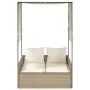 Doppel-Liegestuhl mit Dach und Vorhängen aus synthetischem Rattan in Beige. von , Liegen - Ref: Foro24-4002759, Preis: 229,68...