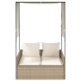 Tumbona doble con techo y cortinas ratán sintético beige by , Loungers - Ref: Foro24-4002759, Price: 233,72 €, Discount: %