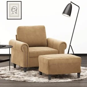 Brauner Samtsessel mit Hocker 60 cm von , Sofas - Ref: Foro24-3201212, Preis: 218,14 €, Rabatt: %