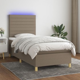 Cama box spring colchón y luces LED tela gris taupe 90x190 cm de , Camas y somieres - Ref: Foro24-3135481, Precio: 355,57 €, ...