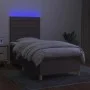 Box spring bed with mattress and LED lights, gray taupe fabric, 90x190 cm. by , Beds and slatted bases - Ref: Foro24-3135481,...