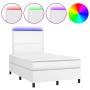 Boxspringbett mit LED-Lichtern, weißes Kunstleder, 120x200 cm. von , Betten und Lattenroste - Ref: Foro24-3135874, Preis: 415...