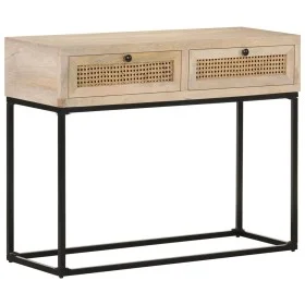 Mesa consola madera maciza de mango y caña natural 100x35x76 cm by vidaXL, Side tables - Ref: Foro24-323512, Price: 123,60 €,...