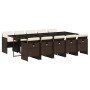 Set comedor de jardín 11 pzas y cojines ratán sintético marrón de , Conjuntos de jardín - Ref: Foro24-3210573, Precio: 732,86 €