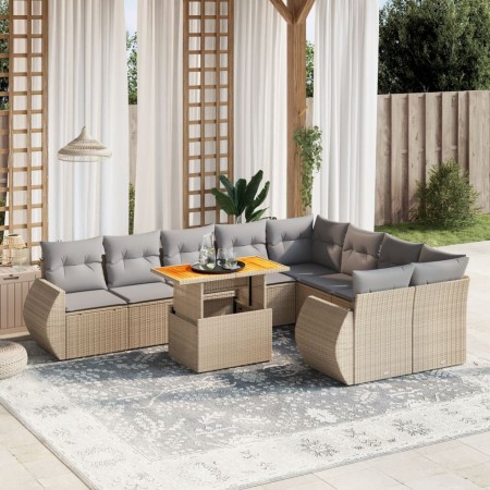 Set Gartensofas mit beigen Kissen 10 Stück synthetisches Rattan von , Gartensets - Ref: Foro24-3272354, Preis: 692,13 €, Raba...