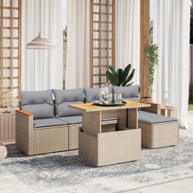 Garden sofa set with 6-piece synthetic rattan beige cushions by , Garden sets - Ref: Foro24-3276034, Price: 385,35 €, Discoun...
