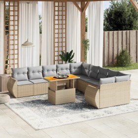 Set de sofás de jardín 11pzas con cojines ratán sintético beige de , Conjuntos de jardín - Ref: Foro24-3272389, Precio: 782,8...