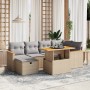 Set aus 7-teiligen Gartensofas und Kissen, synthetisches Rattan, beige von , Gartensets - Ref: Foro24-3276041, Preis: 464,68 ...