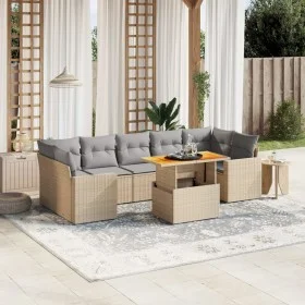 Garden sofa set with beige cushions, 8 pieces, PE rattan by , Garden sets - Ref: Foro24-3271227, Price: 559,12 €, Discount: %
