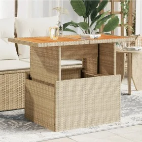 PE rattan and beige acacia wood garden table 100x55x73 cm by , Garden tables - Ref: Foro24-366065, Price: 101,52 €, Discount: %