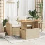 PE rattan and beige acacia wood garden table 100x55x73 cm by , Garden tables - Ref: Foro24-366065, Price: 101,52 €, Discount: %