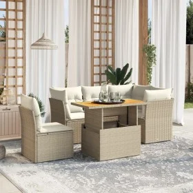 Garden sofa set with 5-piece synthetic rattan beige cushions by , Garden sets - Ref: Foro24-3270834, Price: 466,76 €, Discoun...