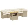 Set of 7-piece garden sofas and beige synthetic rattan cushions by , Garden sets - Ref: Foro24-3270841, Price: 499,13 €, Disc...