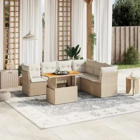 Set of 7-piece garden sofas and beige synthetic rattan cushions by , Garden sets - Ref: Foro24-3270848, Price: 500,42 €, Disc...