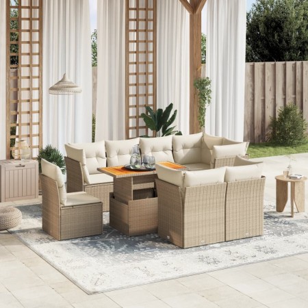 Set mit 9 Gartensofas mit beigen Kissen aus synthetischem Rattan von , Gartensets - Ref: Foro24-3270933, Preis: 597,09 €, Rab...