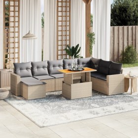 Set de sofás de jardín 9 pzas con cojines ratán sintético beige de , Conjuntos de jardín - Ref: Foro24-3271451, Precio: 557,6...