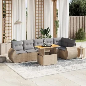 Set of 7-piece garden sofas and beige synthetic rattan cushions by , Garden sets - Ref: Foro24-3272207, Price: 512,28 €, Disc...
