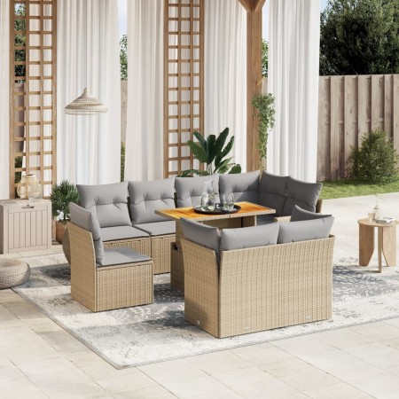 Garden sofa set 9 pieces with beige synthetic rattan cushions by , Garden sets - Ref: Foro24-3272291, Price: 708,72 €, Discou...