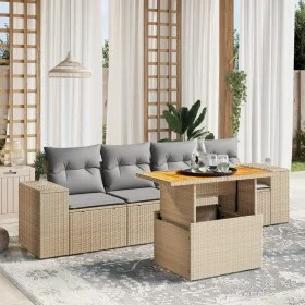 Set Gartensofas mit Kissen 5 Stück synthetisches Rattan beige von , Gartensets - Ref: Foro24-3272515, Preis: 366,57 €, Rabatt: %