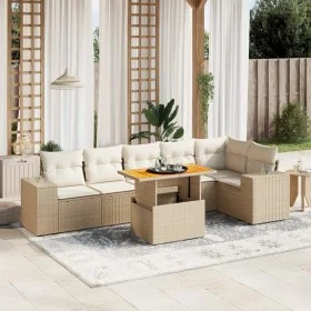 Set of 7-piece garden sofas and beige synthetic rattan cushions by , Garden sets - Ref: Foro24-3272647, Price: 529,00 €, Disc...