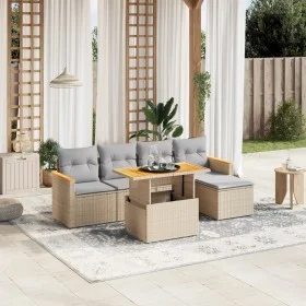Garden sofa set with 6-piece synthetic rattan beige cushions by , Garden sets - Ref: Foro24-3273054, Price: 383,13 €, Discoun...