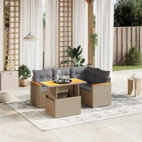 Garden sofa set with 5-piece synthetic rattan beige cushions by , Garden sets - Ref: Foro24-3273061, Price: 365,06 €, Discoun...