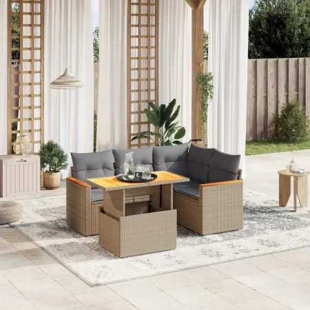 Set Gartensofas mit Kissen 5 Stück synthetisches Rattan beige von , Gartensets - Ref: Foro24-3273061, Preis: 365,06 €, Rabatt: %