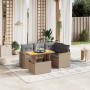 Set Gartensofas mit Kissen 5 Stück synthetisches Rattan beige von , Gartensets - Ref: Foro24-3273061, Preis: 361,45 €, Rabatt: %