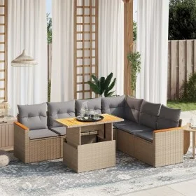 Set of 7-piece garden sofas and beige synthetic rattan cushions by , Garden sets - Ref: Foro24-3273096, Price: 473,79 €, Disc...