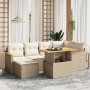 Set aus 7-teiligen Gartensofas und Kissen, synthetisches Rattan, beige von , Gartensets - Ref: Foro24-3273179, Preis: 463,09 ...