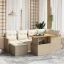 Set of 7-piece garden sofas and beige synthetic rattan cushions by , Garden sets - Ref: Foro24-3273179, Price: 510,03 €, Disc...